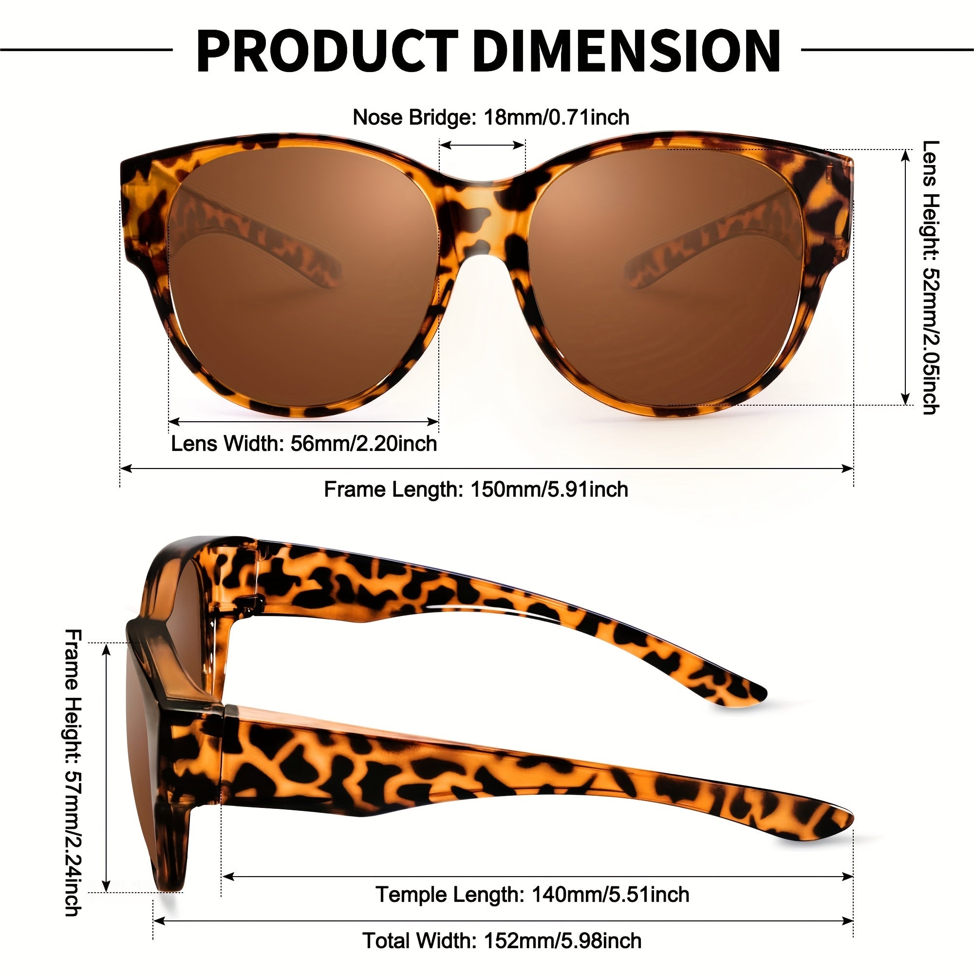 Fit Over Sunglasses Retro Tortoiseshell UV400 Sun Shades