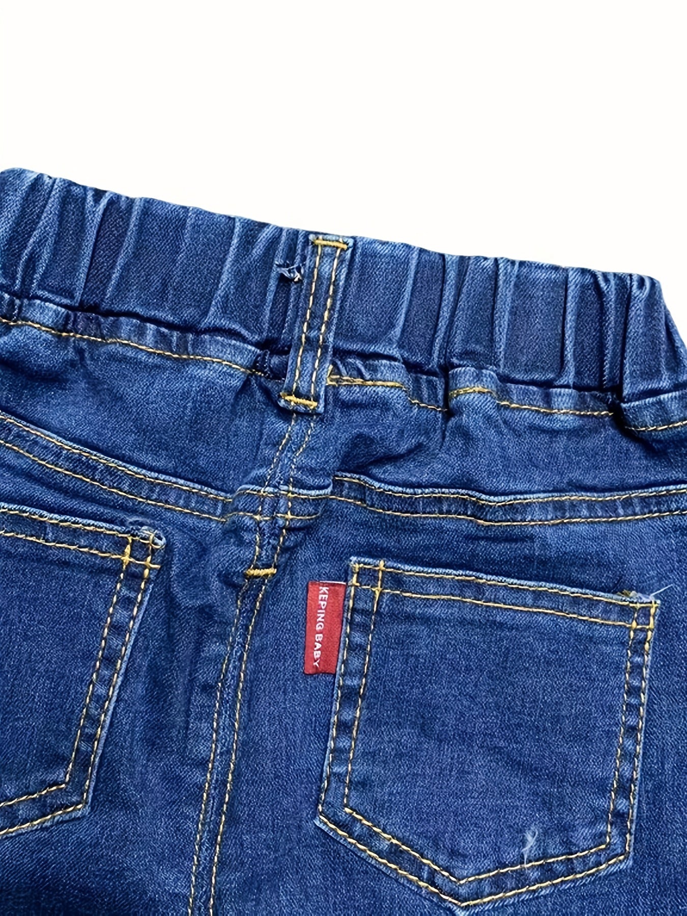 Boys Elastic Waist Vintage Denim Jeans