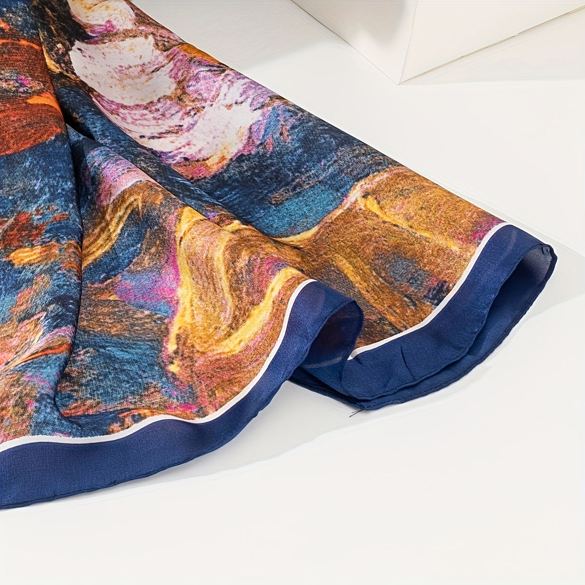 Lotus Oil Painting Print Satin Head Wrap Scarf