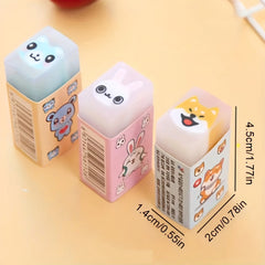 3 Animal & Dinosaur Erasers Fun Pet PVC Pink School Supplies Prize Favors
