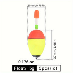 FTK 5pcs Lightweight Fishing Floats Eye-catching Bobbers Fishing Accessories