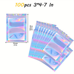 50/100pcs Holographic Storage Bags 2-4-3-9 in 3-4-7 in 4-1-5-9in