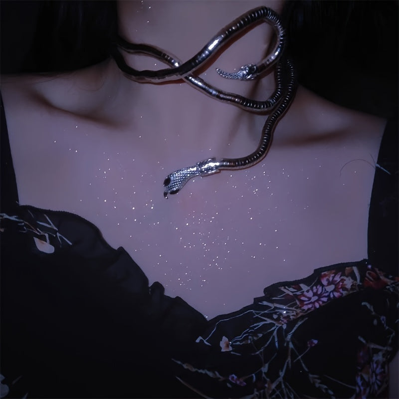 Gothic Snake Necklace Long Chunky Snake Wrap Collar For Women Girls