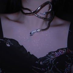 Gothic Snake Necklace Long Chunky Snake Wrap Collar For Women Girls