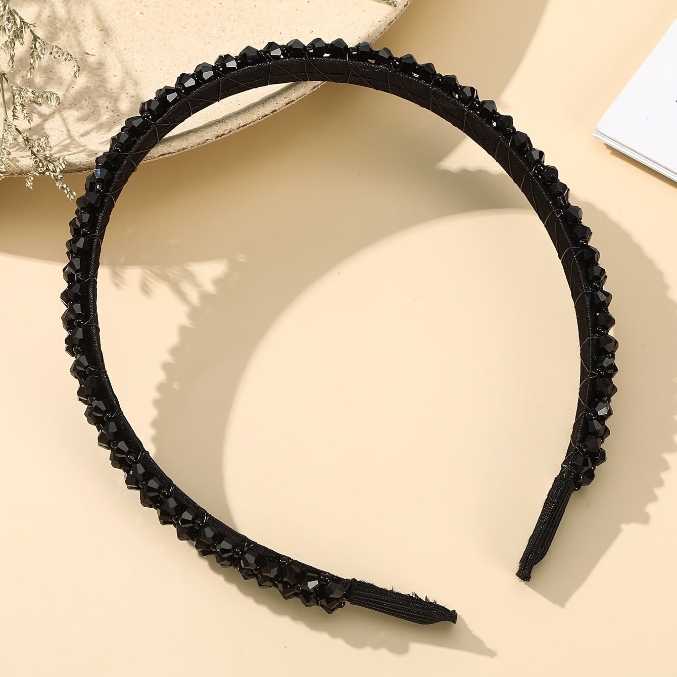 Beaded Headband Solid Hairband Party Prom Hair Accessories