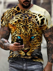 Men's Leopard 3D Graphic Tee Short Sleeve Top