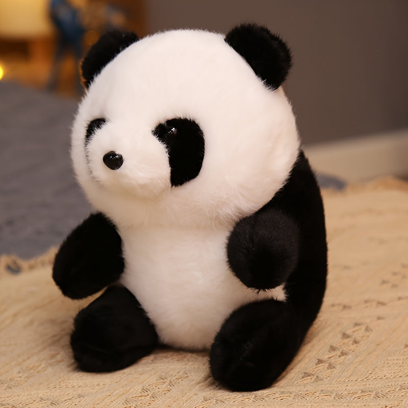 Soft Fluffy Sitting Panda Plush Toy & Stuffed Animal with Expressive Eyes