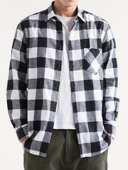 Plaid Print Button Up Shirt Men's Spring Summer
