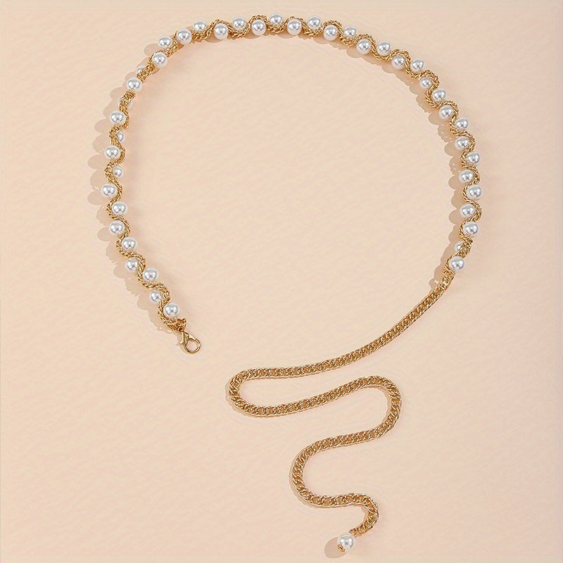 Faux Pearl Waist Chain Tassel Girdle for Women
