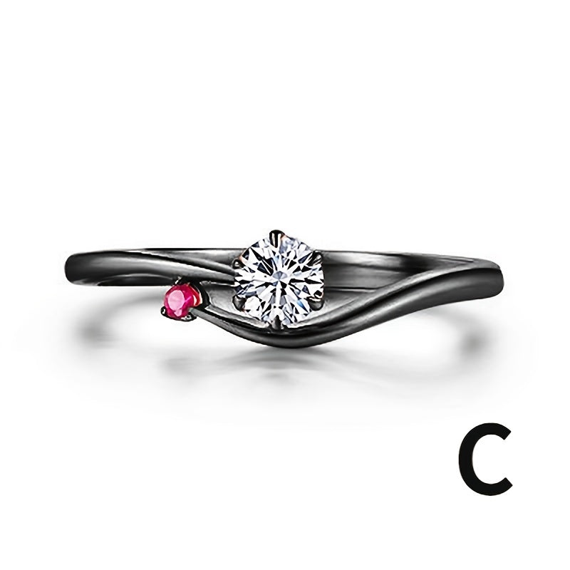 Gothic Punk Ring with Zircon Inlay for Women Girls Halloween Party