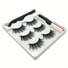 3 Pairs Magnetic Faux Mink Hair False Eyelashes Long and Curling Reusable Lashes