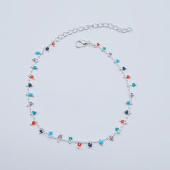 Colored Rice Bead Tassel Pendant Ankle Bracelet