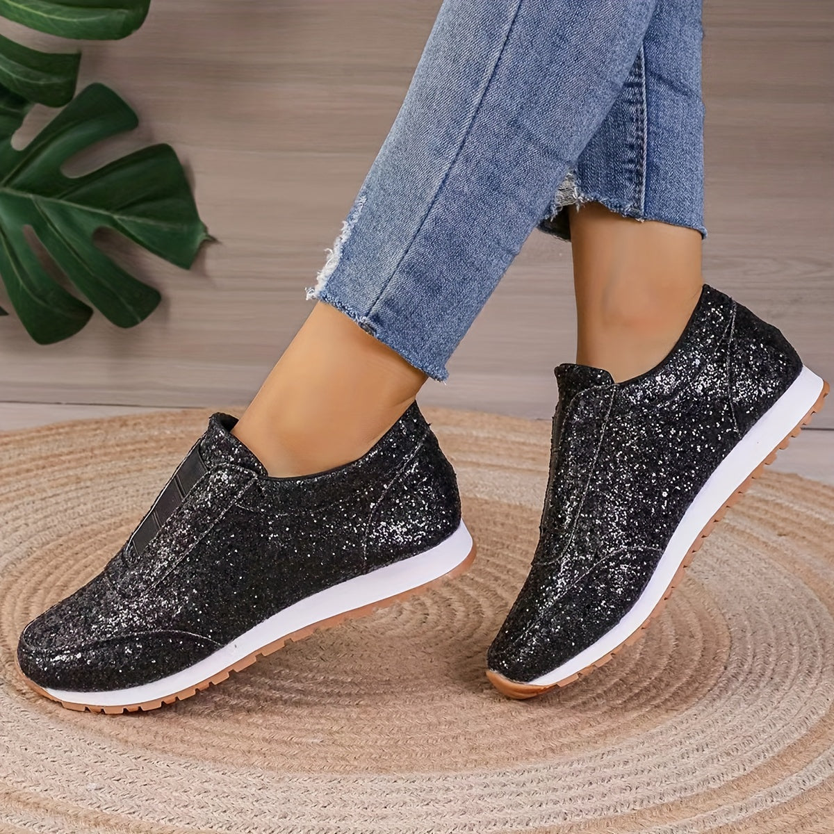 Winter Sequin Casual Anti Slip Women's Running Shoes Lightweight Sneakers