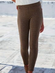  Houndstooth Print High Rise Skinny Trousers