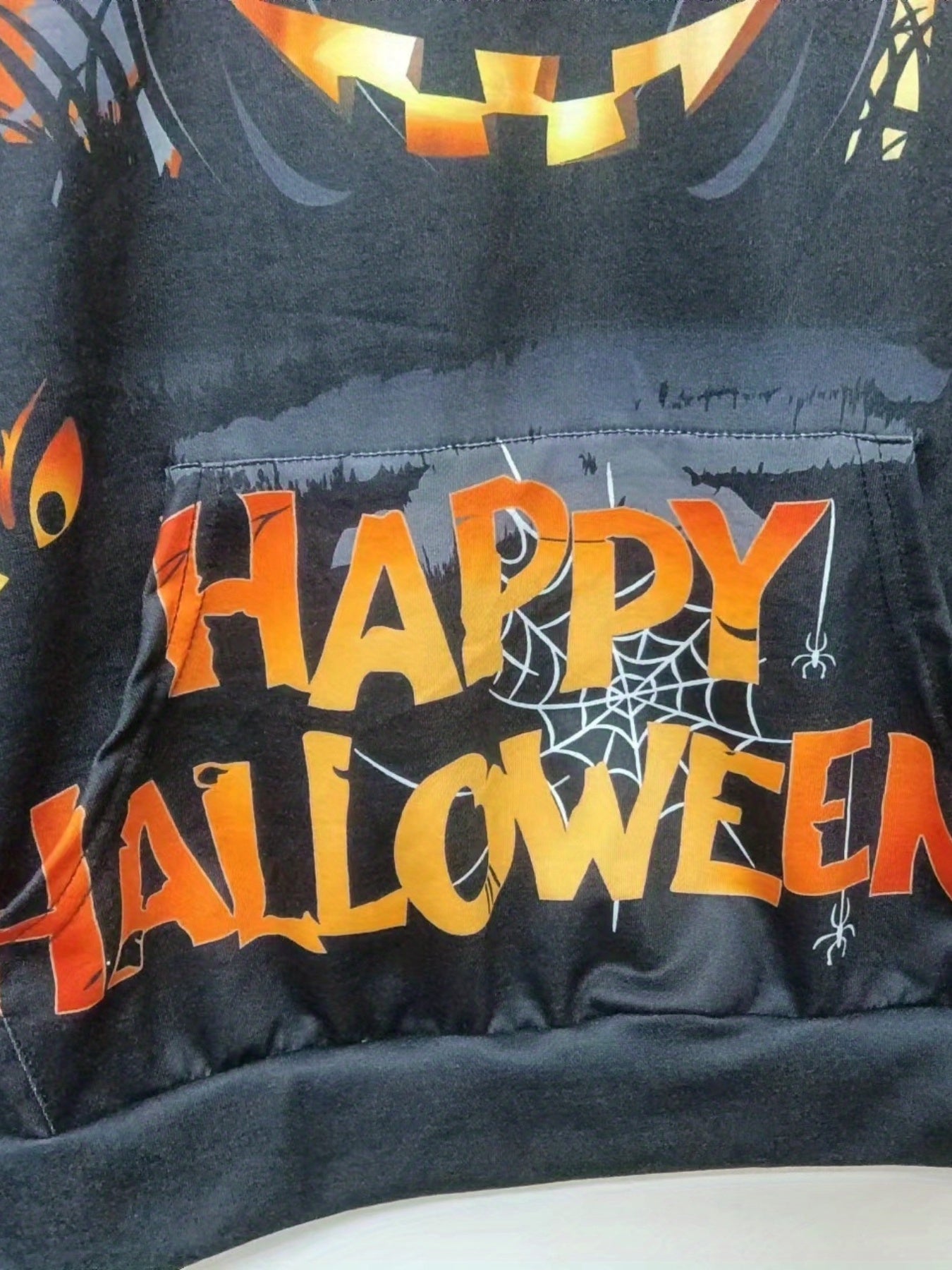  Halloween Sports Top Women's Plus Pumpkin & Spiderweb Print