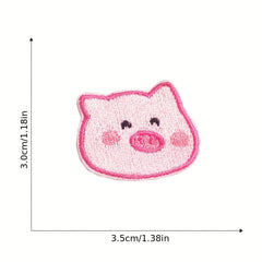 9pcs Pink Piglet Iron On Patches For Girls Sew On Embroidered Applique