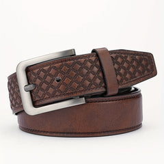 Alloy Pin Buckle PU Striped Belt for Men