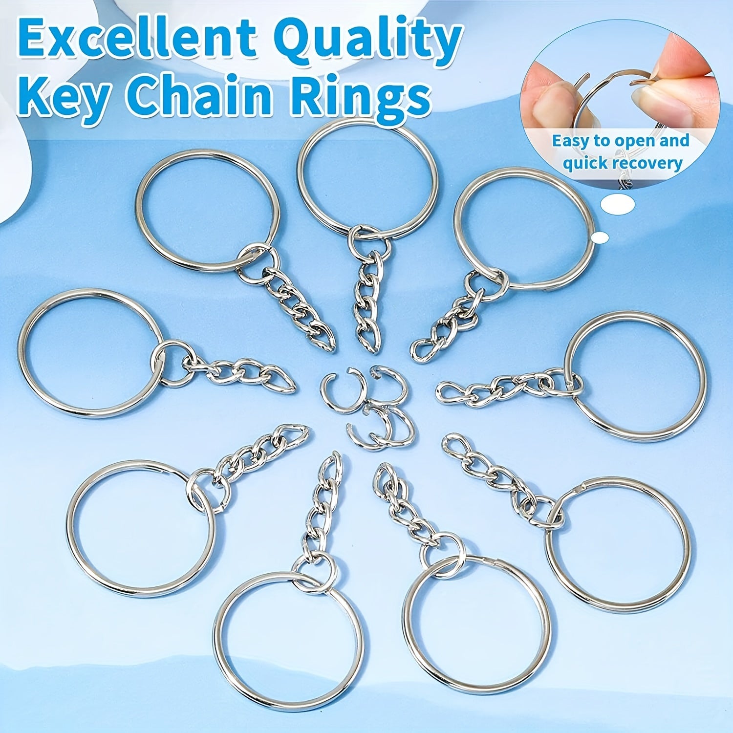 100pcs Keychain Kit w/ 50 Chain Keychains & 50 Jump Ring