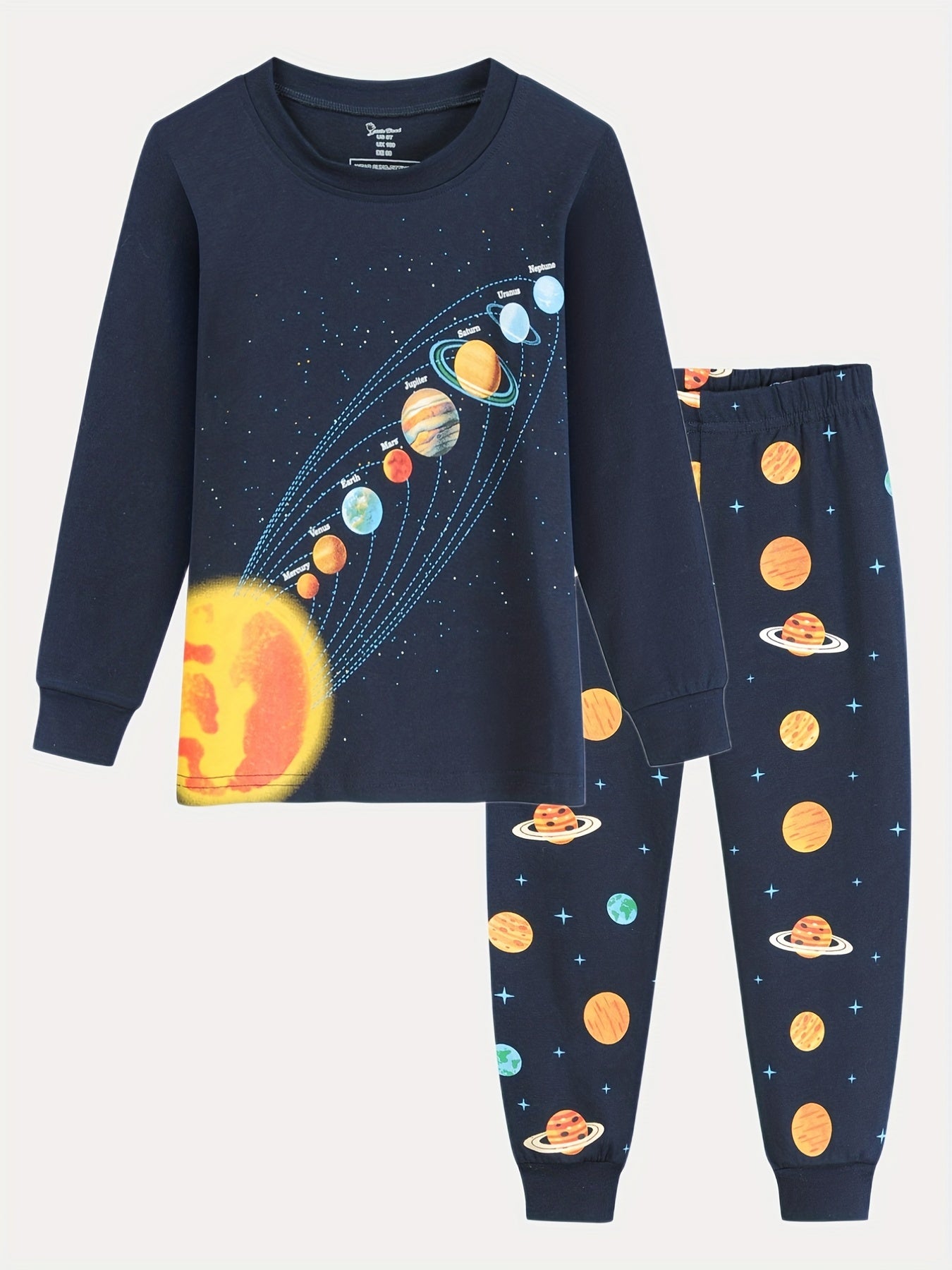 Boys Universe Planets Graphic Long Sleeve Pajamas Set