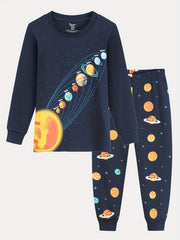 Boys Universe Planets Graphic Long Sleeve Pajamas Set