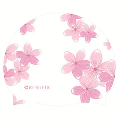 Flower Print Silicone Swimming Cap for Women Waterproof Ear Protection