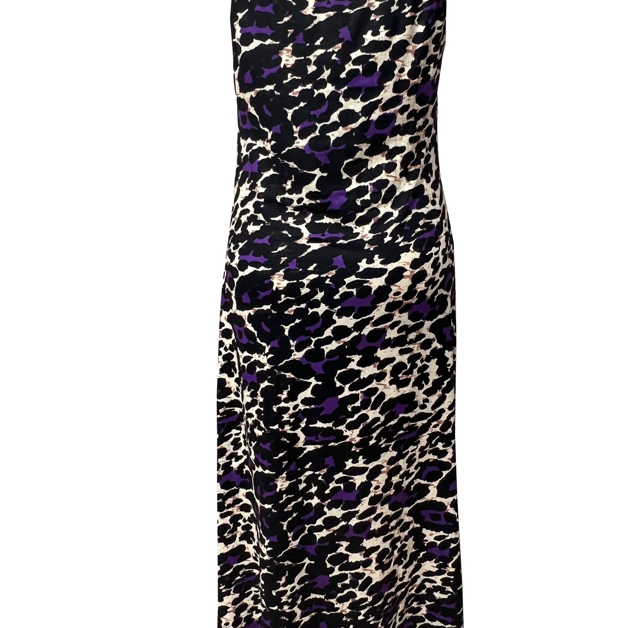  Women's Leopard Print V Neck Maxi Cami Dress