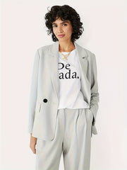  Basic Blazer Women's Plus Solid Button Decor Workwear Blazer