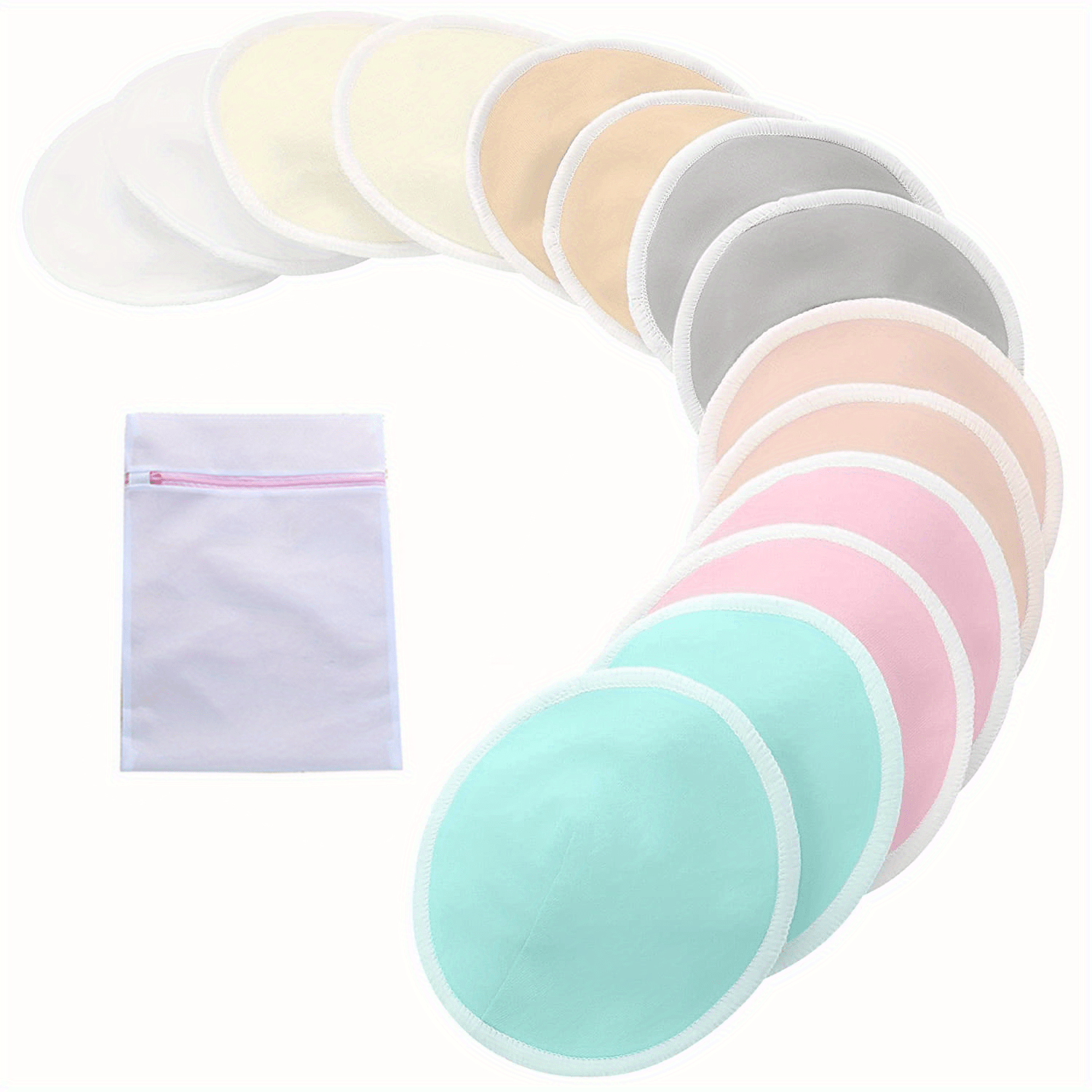 Organic Bamboo Nursing Pads 14 Washable Breastfeeding Pads with Wash Bag