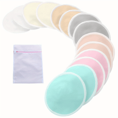Organic Bamboo Nursing Pads 14 Washable Breastfeeding Pads with Wash Bag