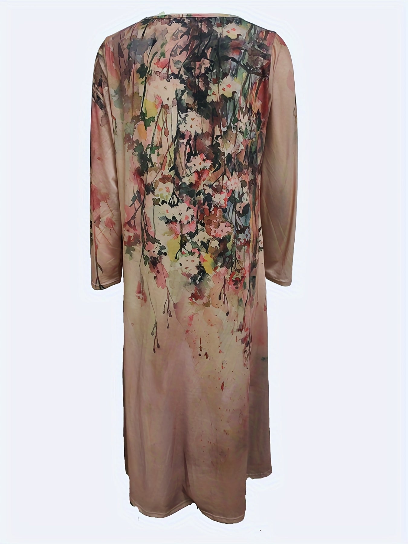  Dress Women's Plus Floral Print Long Sleeve Maxi Dress