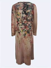  Dress Women's Plus Floral Print Long Sleeve Maxi Dress