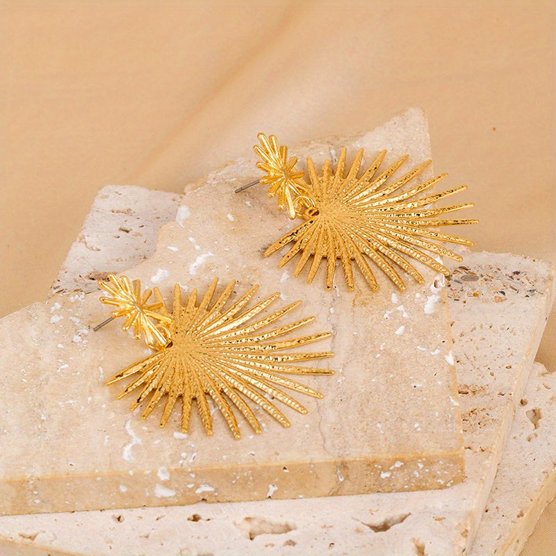 Fan Shape Dangle Earrings Punk Style Iron Jewelry