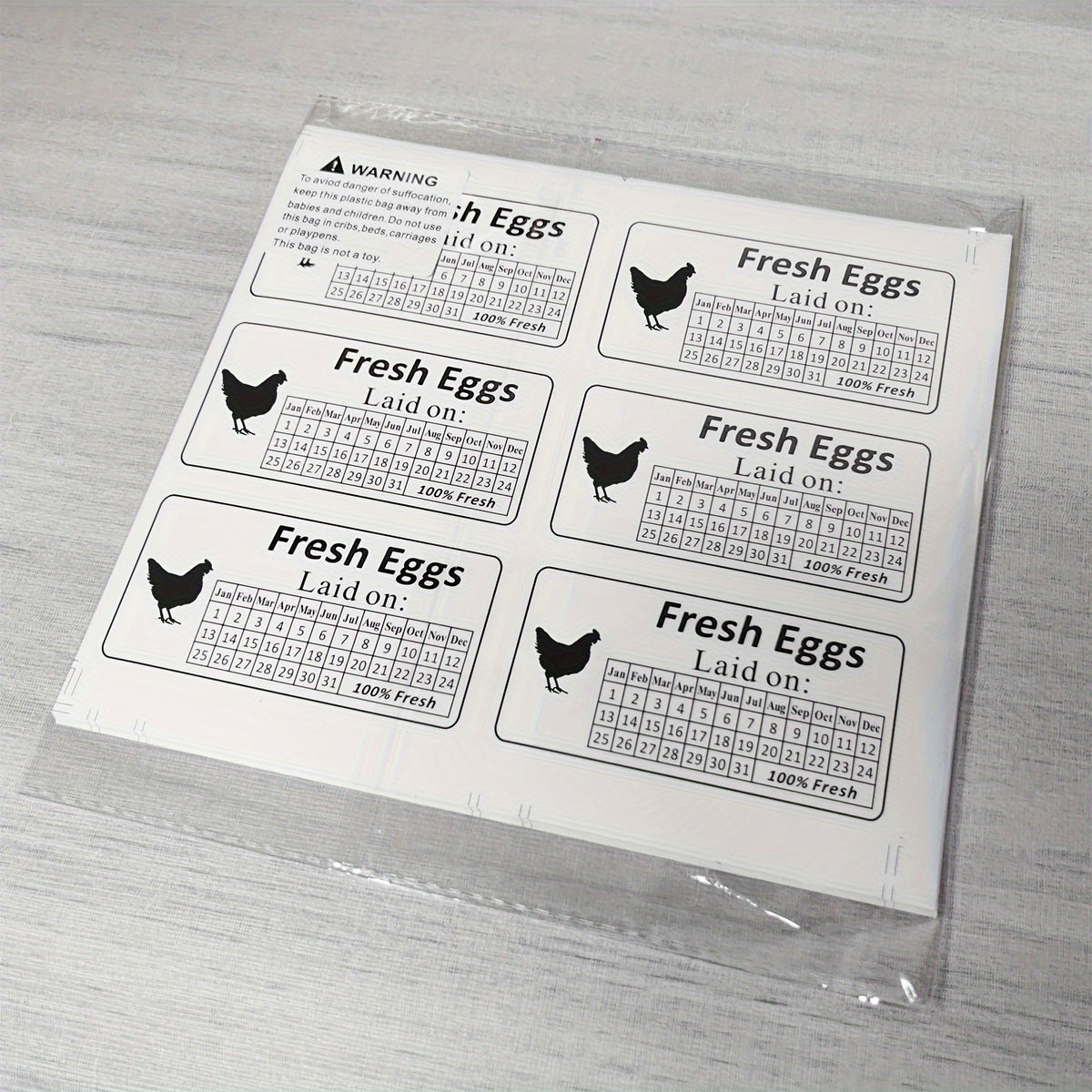 60pcs Fresh Farm Egg Time Sticker Carton Label Self-adhesive for Supermarket