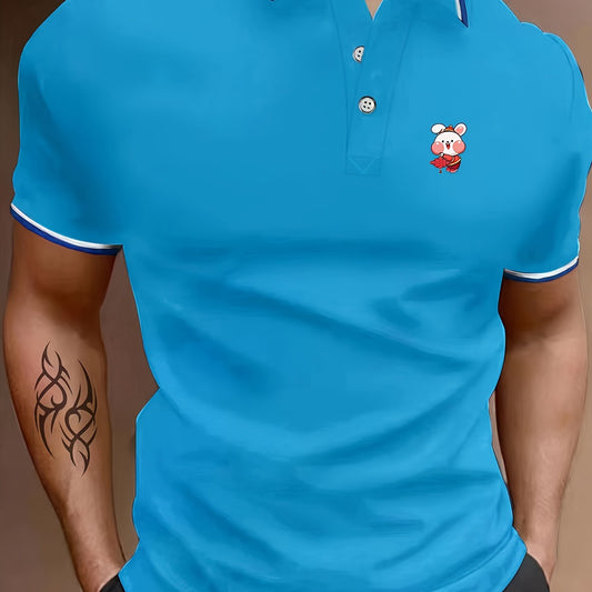 Men's Cartoon Bunny Graphic Polo Shirt Short Sleeve