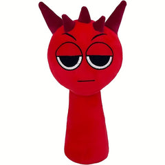 Red Plush Snake Puppet Toy Stuffed Animal with Expressive Eyes & Horns