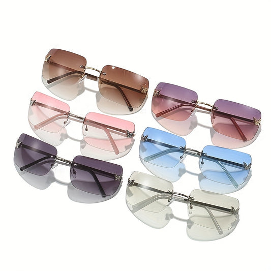 Y2K Butterfly Rimless Sunglasses Gradient UV400 Sun Shades for Women