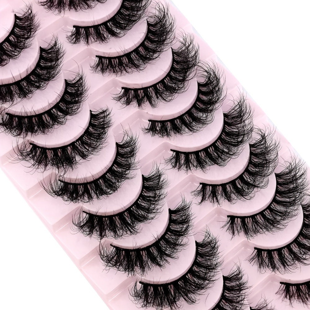 10 Pairs 3D Mink Lashes Cat Eye Curling False Eyelashes