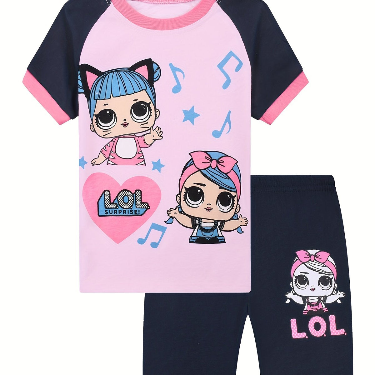 2pc Toddler Girls Cartoon Graphic Pajama Set