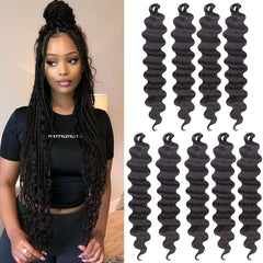 Natural Body Wave Braiding Hair Pre-Feathered French Curl Wavy Crochet Braids 1B