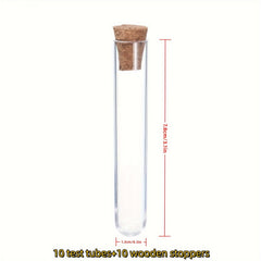 10 Plastic Test Tubes With Cork Stoppers for Scientific Experiment