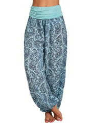  Paisley Print High Rise Stretch Pants