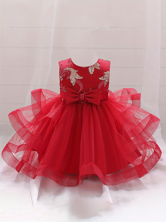 Mesh Puffy Dress Baby Christening Flower Girl Birthday Party Toddler Princess