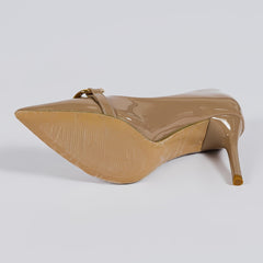 Metal Decor Pointed Toe High Heels Stiletto Pumps