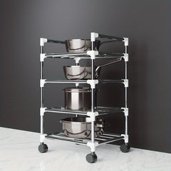 Kitchen Pot Tableware Arrangement Metal Rack with Wheels