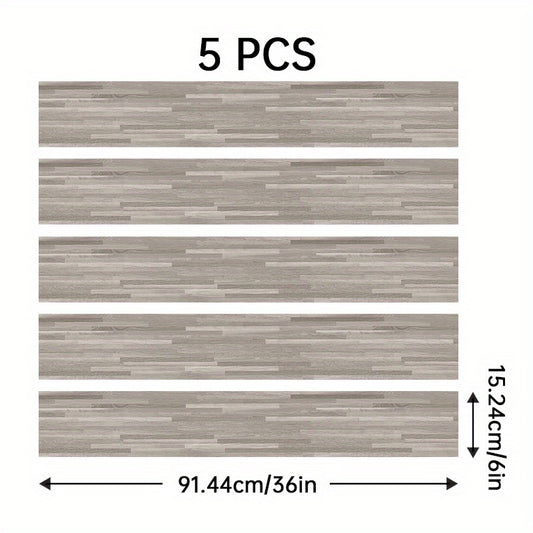 5pcs 6'' X 91 Wood Grain Floor Stickers Waterproof Self Adhesive Wall Stickers
