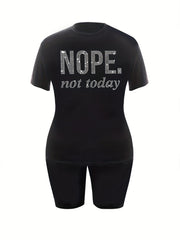  Women's Letter Print Crop Top & Shorts Set