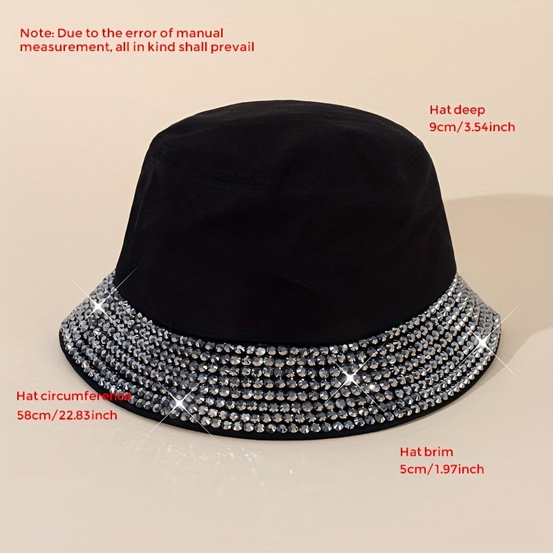 Rhinestone Decor Bucket Hat Sunscreen Fisherman Cap