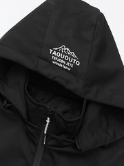 Men's Letter Print Zipper Lightweight Hooded Jacket