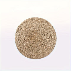 2pcs Rattan Placemats Round Hand-woven Corn Leather Placemat Heat Insulation Pad