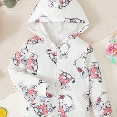 Elephant Print Zip Up Hooded Jacket for Toddler Girls